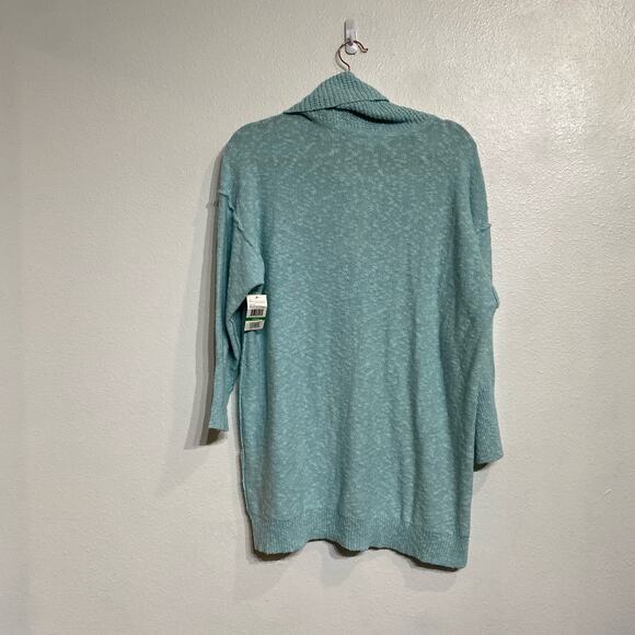 Turo by Vince Camuto Chalk Blue Exposed Seams Cowl Neck Sweater Sz L NWT - Picture 8 of 11